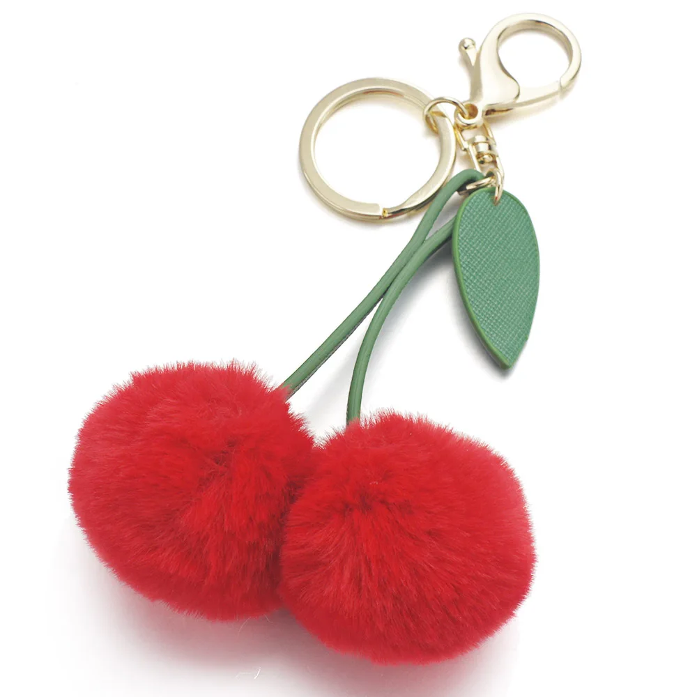 Милый плюшевый брелок с искусственным кроличьим мехом вишни триколор сумка