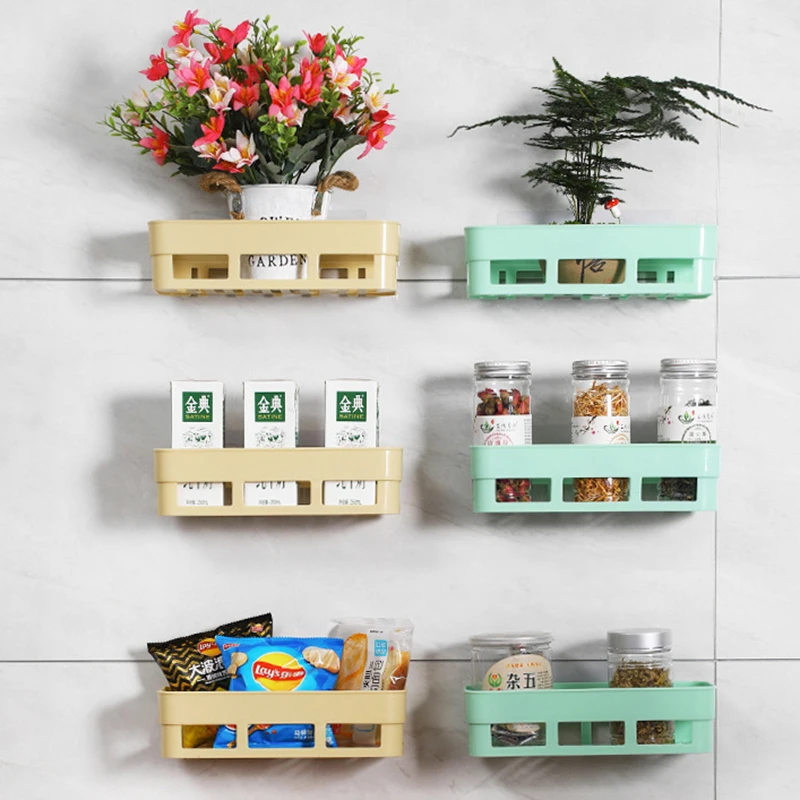 

Wall Mounted Kitchen Spice Rack Suction Cup Dish Sponge Drainage Shelf Toilet Paper Shampoo Storage Holder Kitchen Accessories
