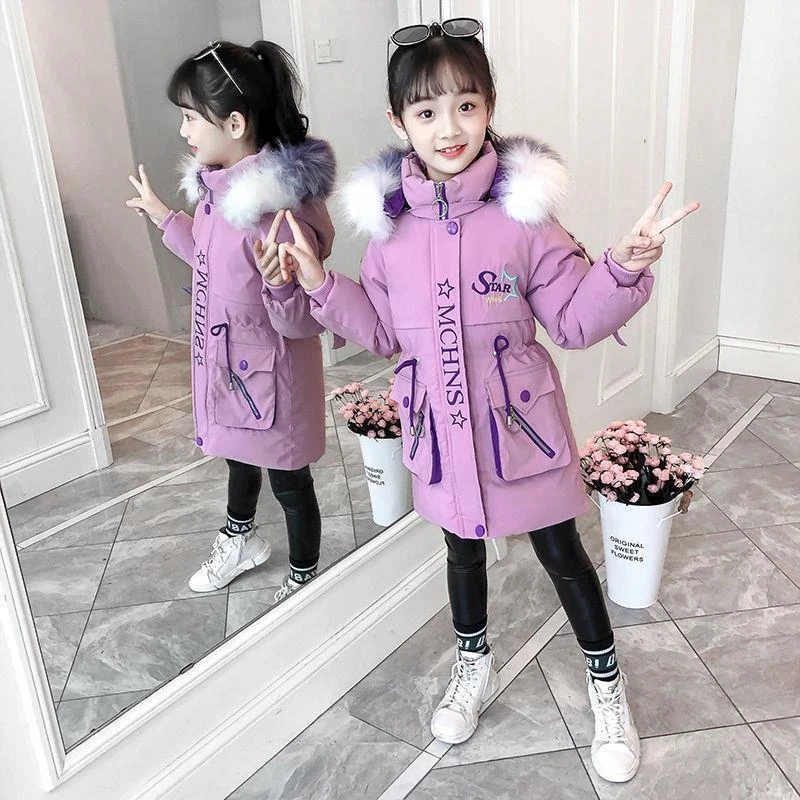 Зимние хлопковые куртки для девочек до 30 градусов теплая верхняя одежда плотные