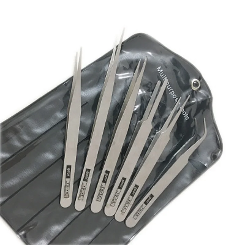 

6 Stainless Steel Tweezers, Precision Industry, Bending, Repair Tools