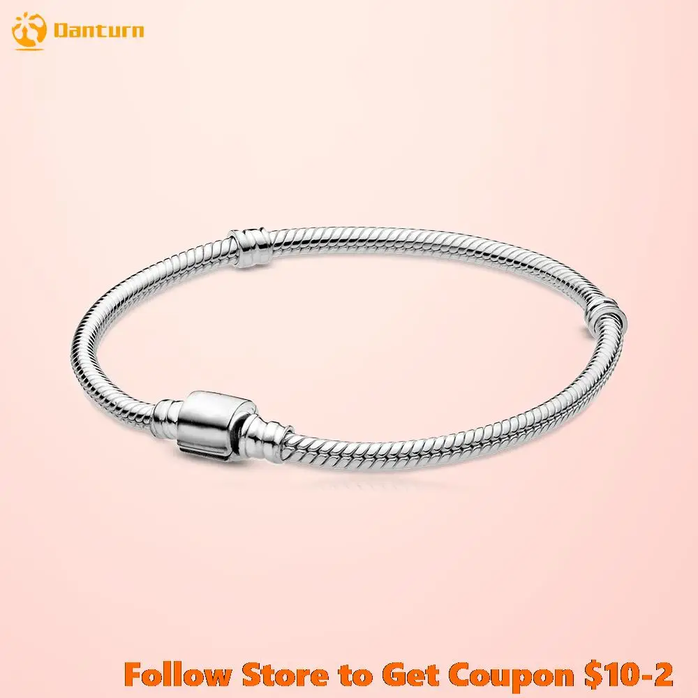 

Danturn Authentic 925 Sterling Silver Bracelet Barrel Clasp Snake Chain Bracelet for Women Jewelry Making Birthday Gift