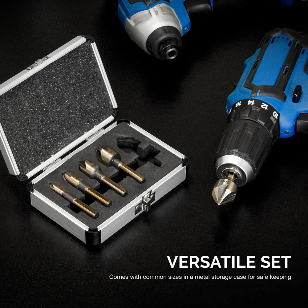 

5Pcs/Set Industrial Countersink Drill Bit Tri-Flat Shank Quick Change Kit Tool