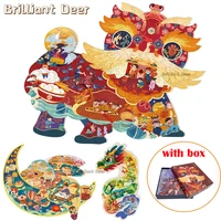 chinese style puzzles lion dance dragon jade rabbit traditional culture cardboard jigsaw game toys for children adult gift