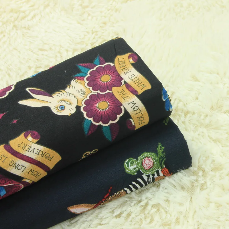

50*140cm Poplin Cotton Cartoon Rabbit Printed Fabric Sewing Material Quilting Patchwork Needlework DIY Handmade Cloth Bag