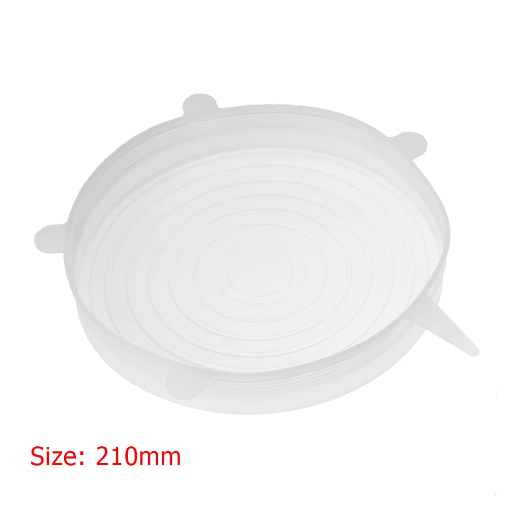 1pc white 210mm 1/4/6 шт многоразовые силиконовые Обёрточная бумага прокладка крышки Еда свежие Обёрточная бумага крышки стрейч Обёрточная бумага печать крышка для домашнего хранения Кухня инструменты - Цвет: 1pc white 210mm