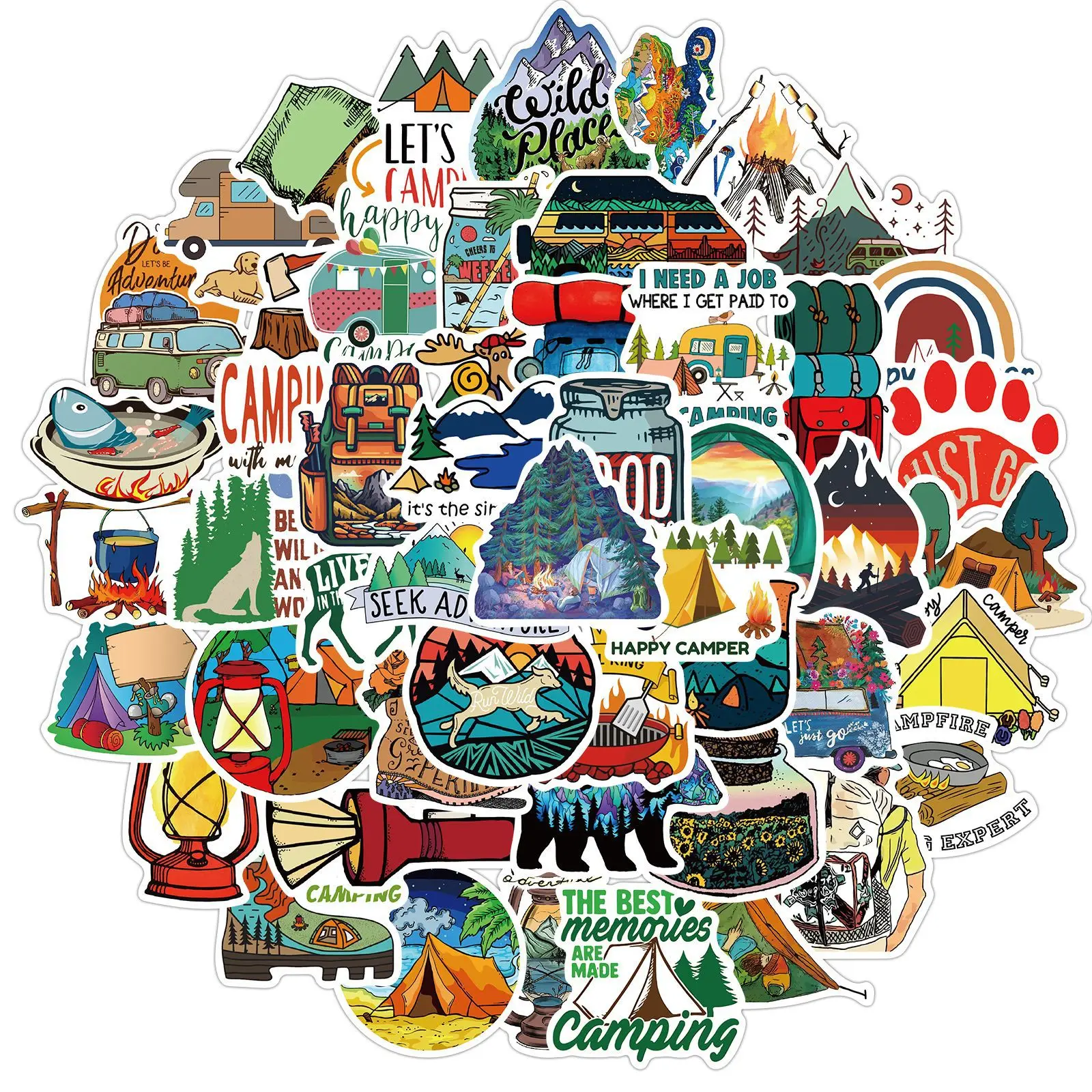 

10/50PCS New Outdoor Forest Camping Graffiti Stickers Cartoon Aesthetic Cute Laptop Bicycle Guitar Helmet Car Waterproof Sticker