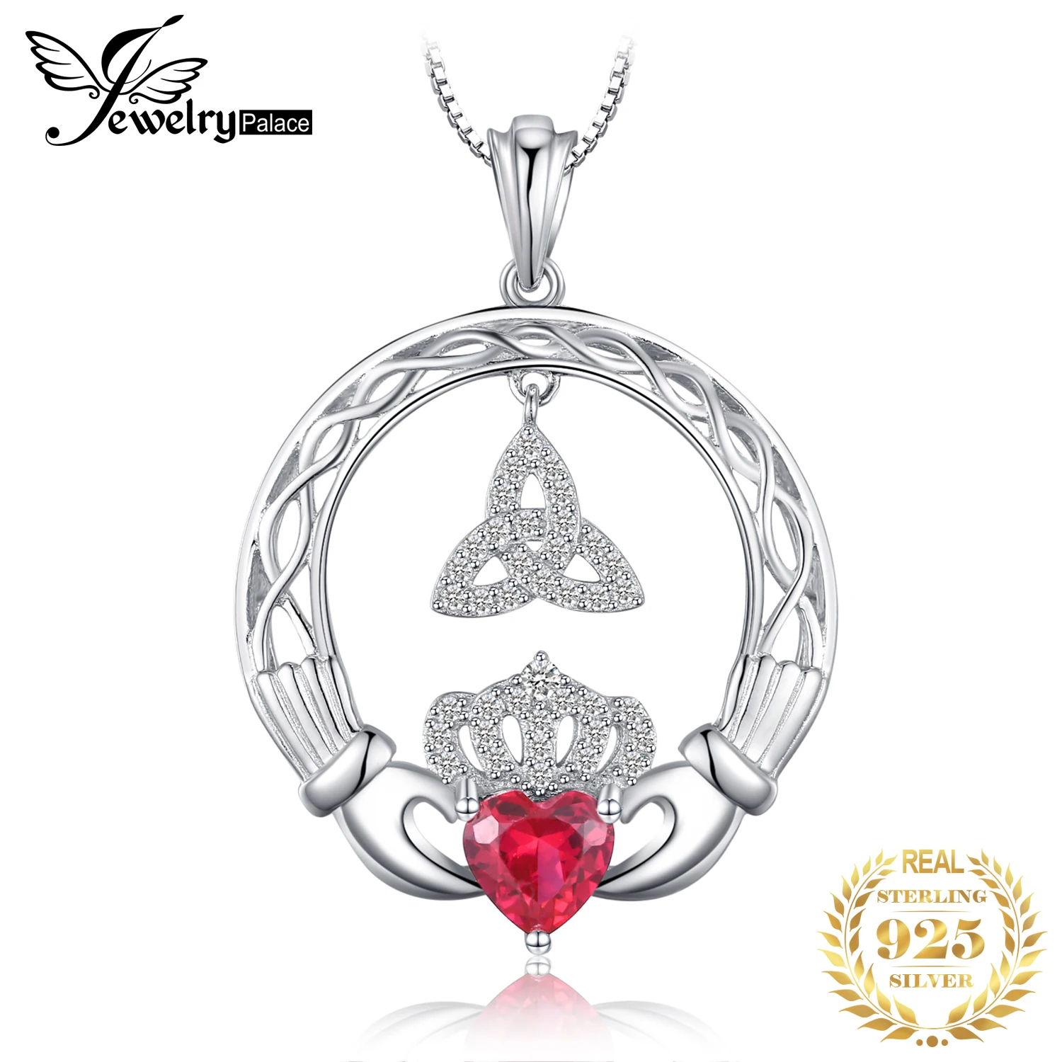 Кельтский Узел Claddagh создан рубиновое ожерелье с подвеской 925 драгоценные камни из стерлингового серебра колье заявление оже