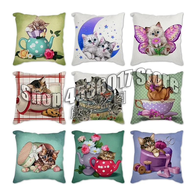 

Cute animals Rabbit cat mouse Sofa Decorative Cushion Cover Pillow Pillowcase Polyester 45*45 Throw Pillow Home Car Pillowcover