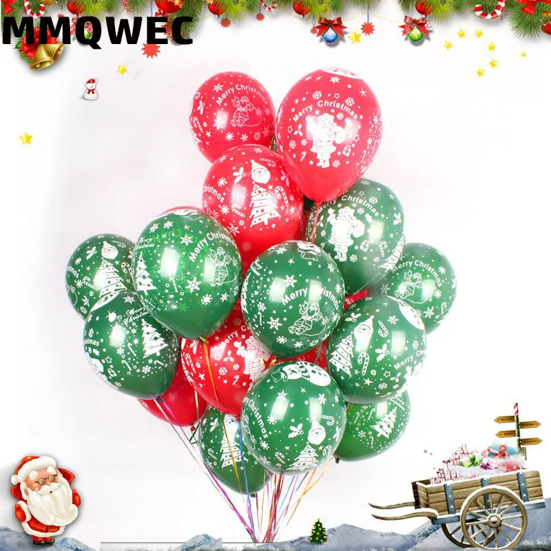 

100pcs Christmas decor balloon red green elk merry christmas latex balloon new year party decoration inflatable helium ball gift