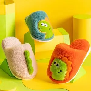 Winter Children Slippers 2020 New Cartoon Dinosaur Boys Girls Slippers Anti-slip Warm Indoor Home Shoes Kids Flip Flops For Baby