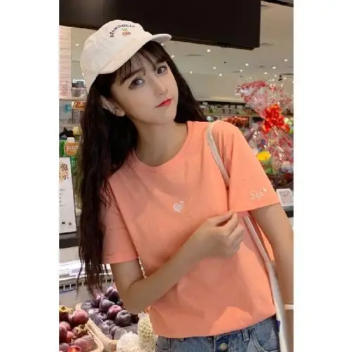 

T-shirt Women Round Neck Embroidered Short Sleeve Top 7 Styles from Summer Monday to Sunday