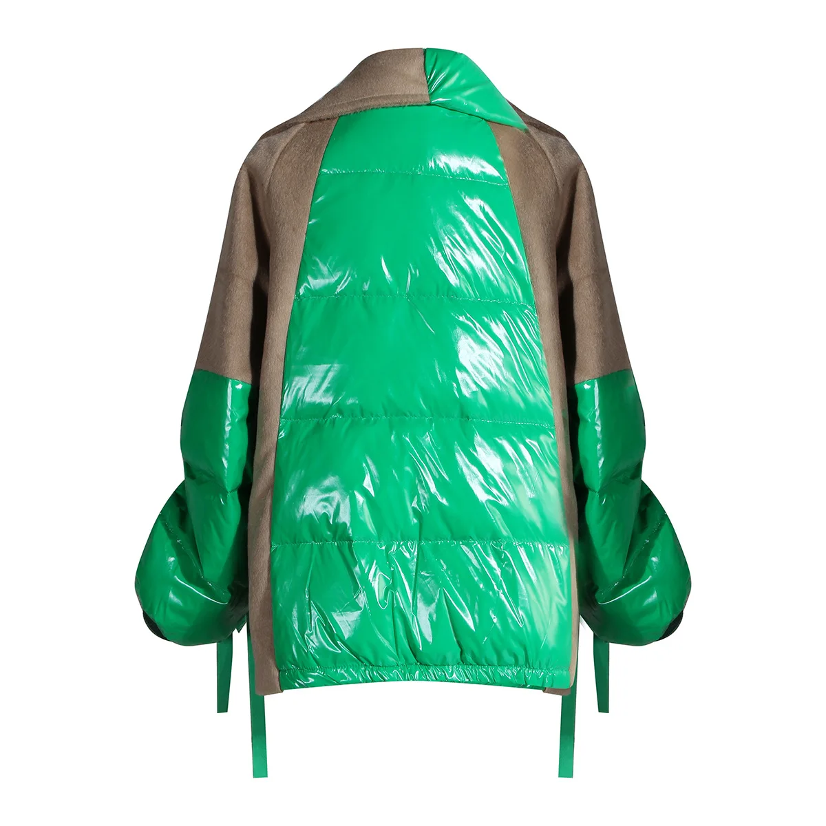 Getspring Women Parka Wool Patchwork Bandage Women Winter Jacket Warm Parka Fashion Winter Color Matching Coat Winter