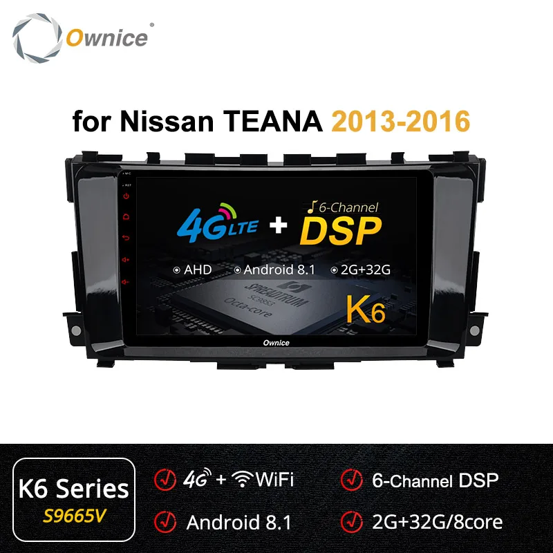 Ownice, Android 9,0, четыре ядра, 360, панорама, автомагнитола, K3, K5, K6, для Nissan, Teana, Altima, 2013-, gps радио, 4G, DSP оптический - Цвет: S9665 K6