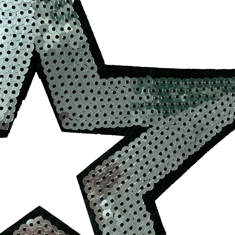 Новое поступление большая серебряная звезда нашивки с блестками для одежды