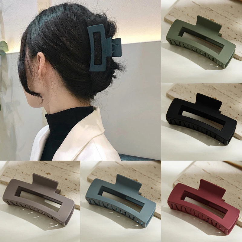 

Корейский однотонный большой коготь для волос, элегантная пластиковая Заколка-краб, аксессуары для волос для женщин и девушек, новинка 2022