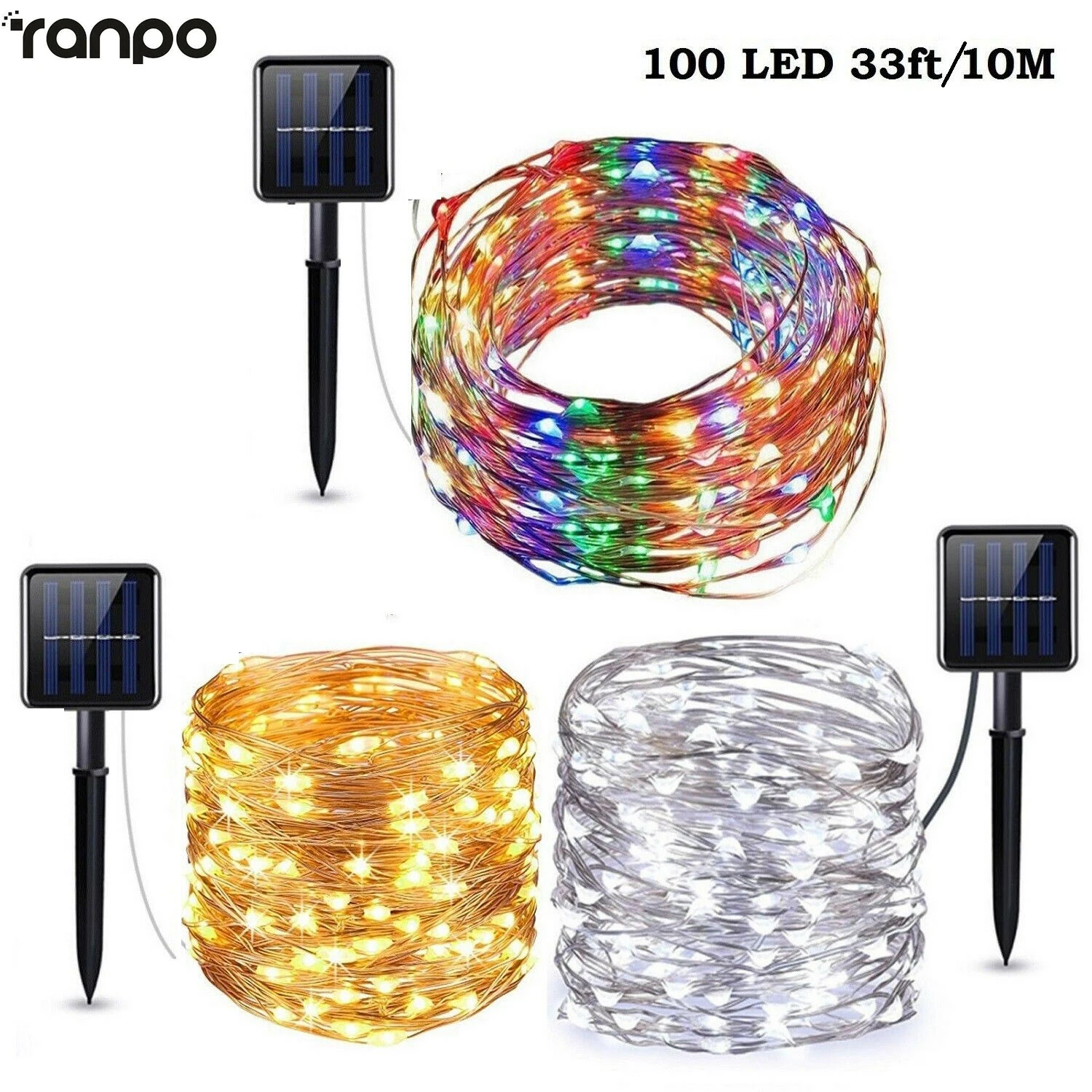 100 LED 10 м/20 м Солнечная приведенная в действие светодиодная RGB Фея светильник