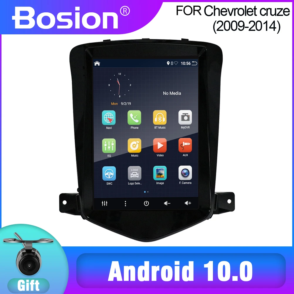 Bosion 2 Din Android 10 для телефона в стиле Tesla Chevrolet Cruze 2009-2014 Авторадио Gps навигация WIFI BT |