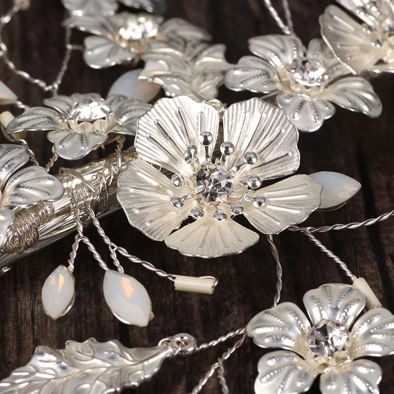 

Bridal Wedding Hair Accessories Crystal Flower Hair Clips for Women Party Jewelry Silver Color Bride Headpiece Bridesmaid Gift