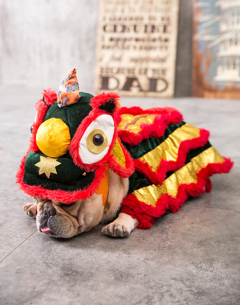 

Funny Red Dog Pet Clothes Lion Dance New Year Cute Fashion Cats Clothing for Pets Ropa Para Gatos Invierno Cat Clothes OO50JS