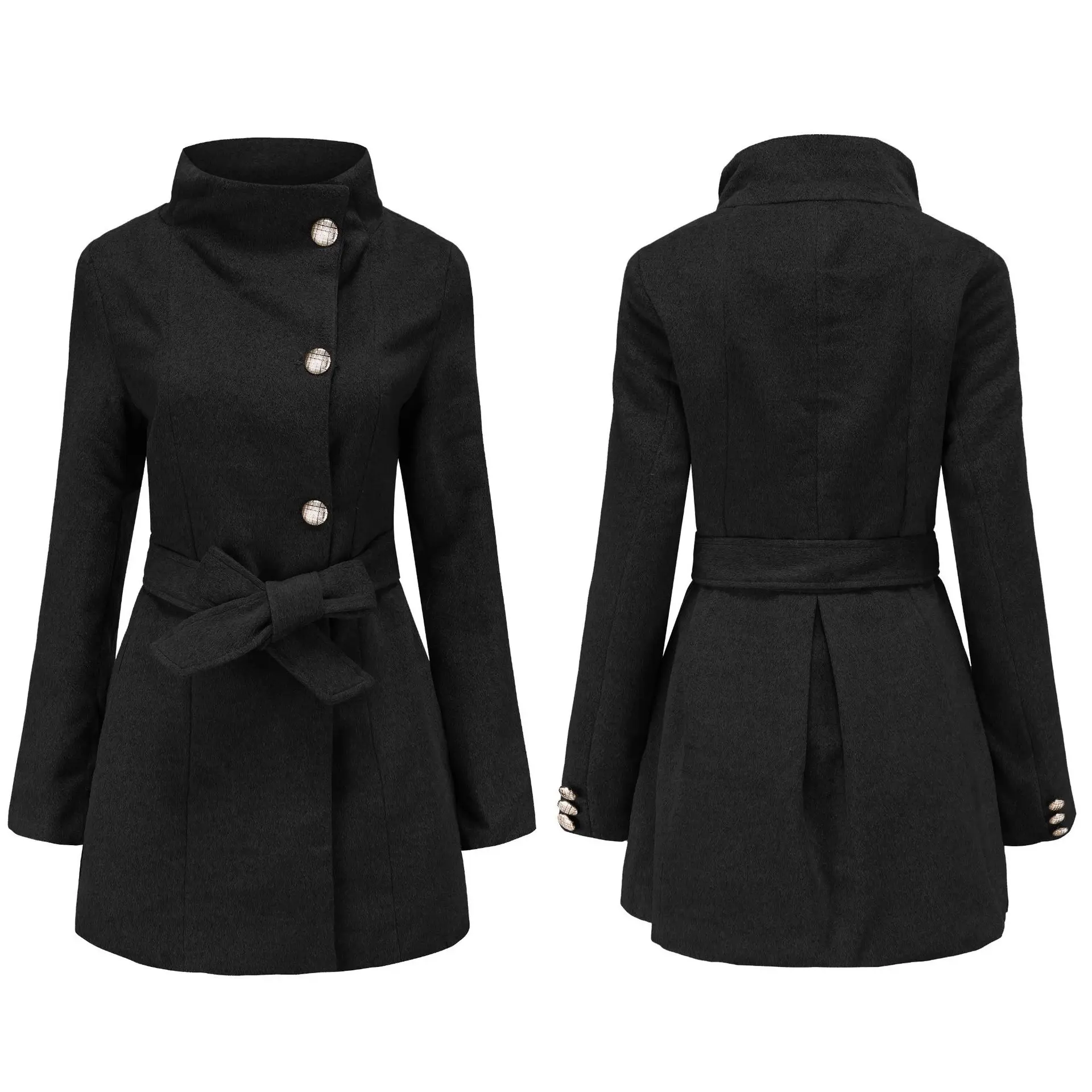 

2021 Autumn Brand Designer Women's British Style Stand Collar With Belt Long Trench Coat Slim Outwear Fashion Loose Windbreaker
