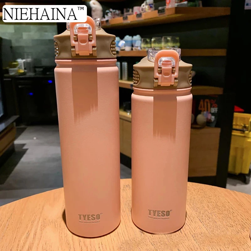 530/750Ml термос кружка с трубочкой Нержавеющая сталь крышкой Термальность изоляции