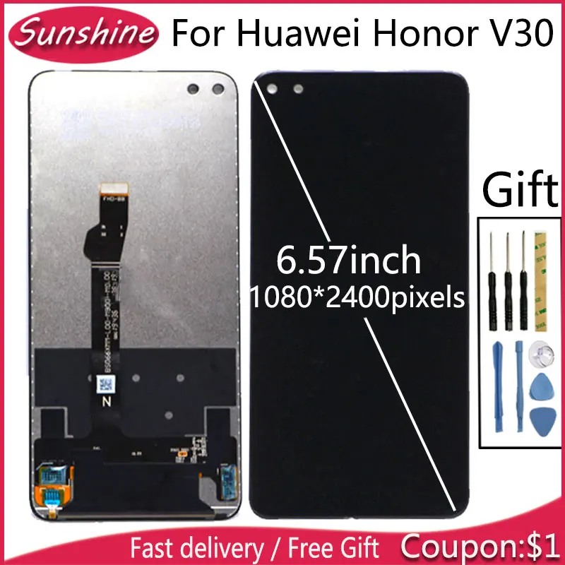 Оригинальный экран для Huawei Honor V30 ЖК дисплей сенсорный дигитайзер View 30 Замена Nova 6