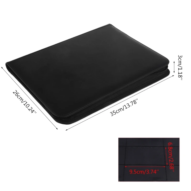 

360 Pockets Trading Card Sleeves Side Loading Pocket Binder Album Pages Card Collector PU Leather with Zipper
