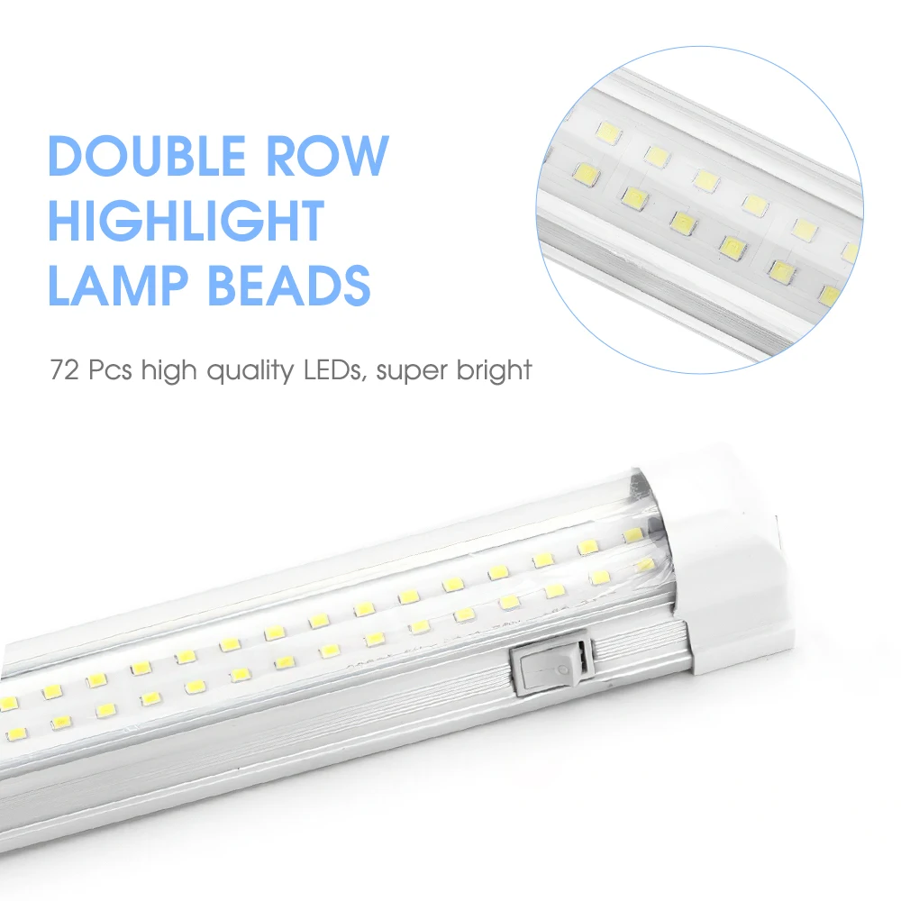 Barra de luz LED de 72 LEDs para armario, lámpara de cama de 12V para debajo del armario, luz nocturna para vehículo recreativo, armario, escaleras, cocina y dormitorio