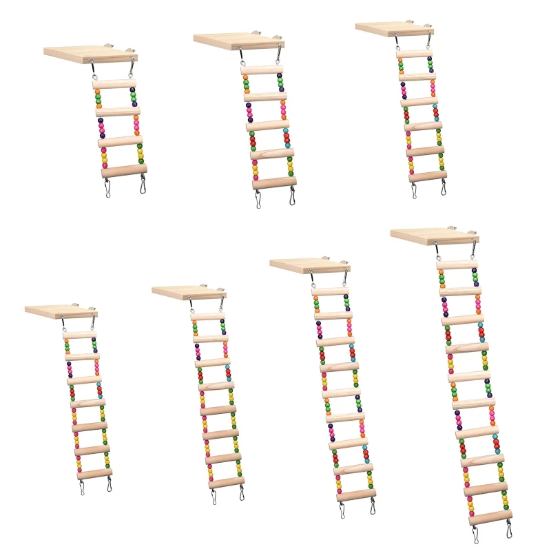 

Wooden Parrot Hamster Climbing Ladder Swing Play Toys Set Birds Hanging Bridge Exercise Perch Stand Platform Cage for Lovebirds