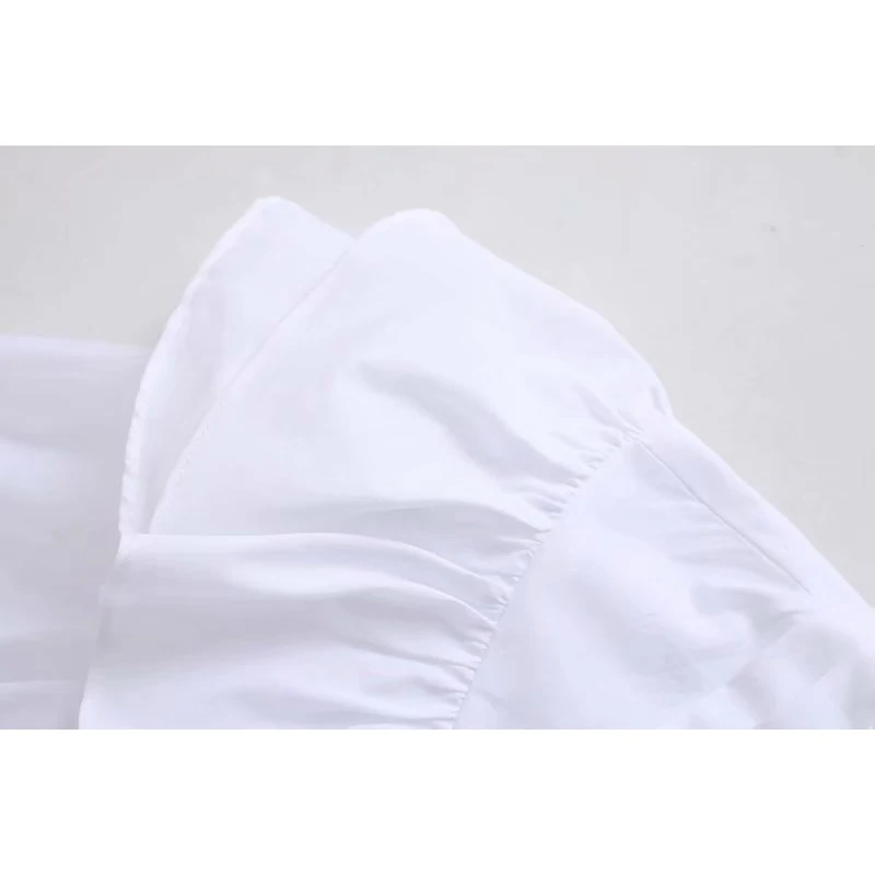 Fashion za 2019 ruffles white blouse pleated autumn stand collar long sleeve women shirt casual female chic tosps mujer | Женская одежда