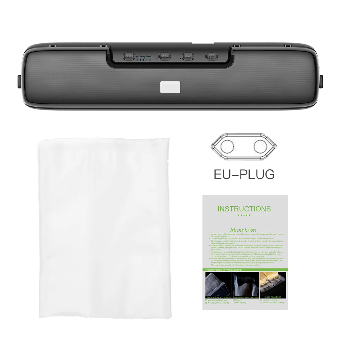 

Vacuum Sealer Fully Automatic Food Sealer Machine One-Touch Vacuum Air System for Dry and Moist Food Fruits Fresh Preservation