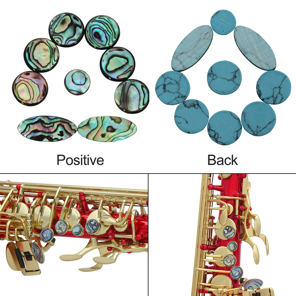 

9pcs/Set Decoration Smooth Replacement Part Abalone Shell Alto Woodwind Accessory Soprano Sax Key Button Musical Instrument