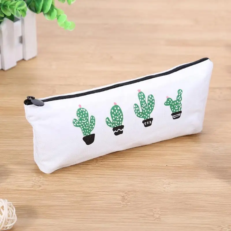 Cactus Pencil Case Creative Design Canvas Cute Box School Supplies Kawaii Stationery Estuches Chancery Pen Bags | Канцтовары для