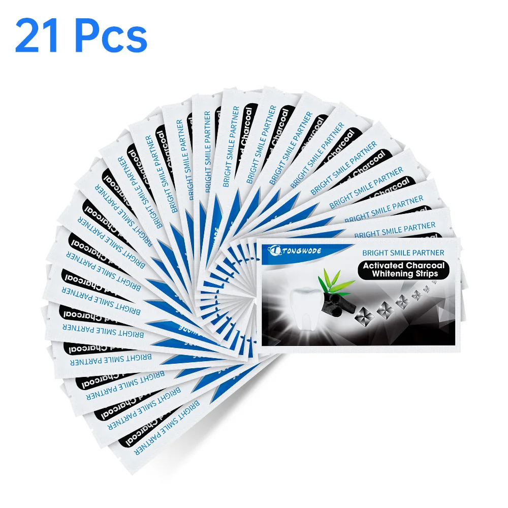 Полоски для отбеливания зубов 21 шт. натуральный кокосовый уголь шпон мягкая