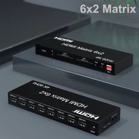 4k60hz hdmi 6x2 true matrix 6 in 2 out hdmi switch splitter 4x2 2x2 hdmi matrix video converter for ps4 camera pc to tv monitor
