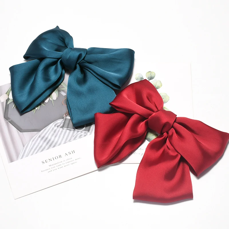 Новая модная лента с большим бантом женская заколка для волос Женская атласная