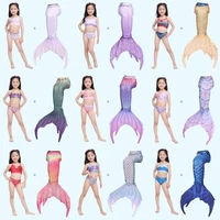 2020 6pcsset hot kids girls mermaid tails with fin swimsuit bikini bathing suit dress for girls with flipper monofin for swim