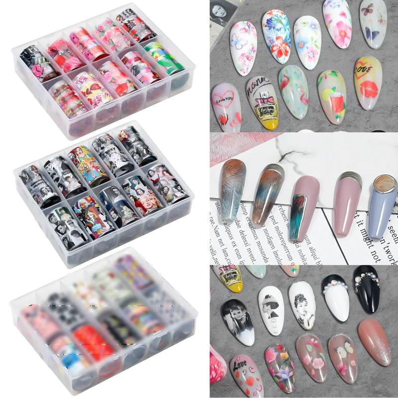 

2021 New Butterfly Character Top Designer Design Logo Starry Sky Transfer Nail Sticker Paper DIY Tips Decoration Nails Accesorio