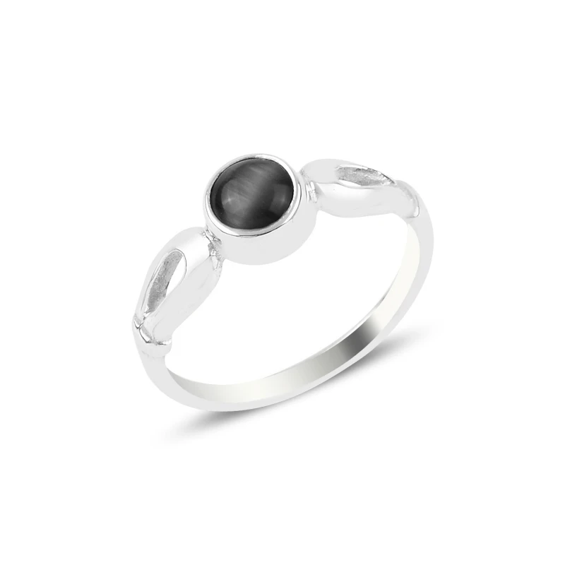 

Silverlina Silver Black Cat 'S Eye Engagement Ring