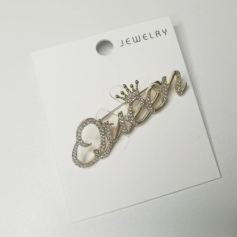 Золото циркон брошь с изображением королевы булавки для женщин Одежда