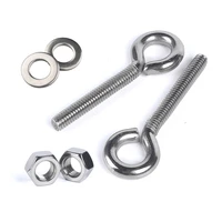 2pcs m4 m5 m6 m8 304 stainless steel sheep eye screw bolt ring hook with 2pcs nuts washers