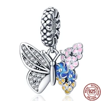 qikaola real silver color bow love heart charms fit original pandora bracelet beads diy jewelry making cms244