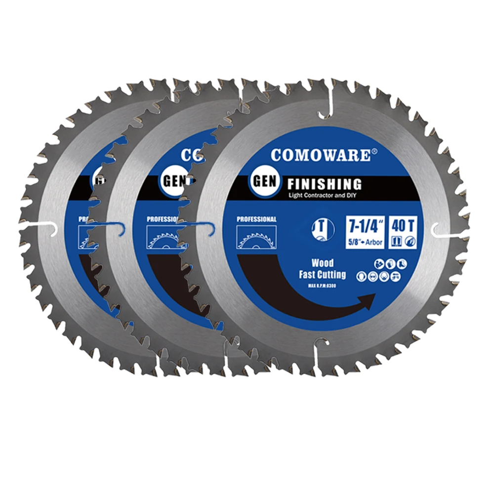 

COMOWARE Tools Cutter Blade Circular Saw Blades 185mm 7-1/4 Inch 40 Tooth TCT Carbide with 5/8 Inch Arbor for Cutting wood disc