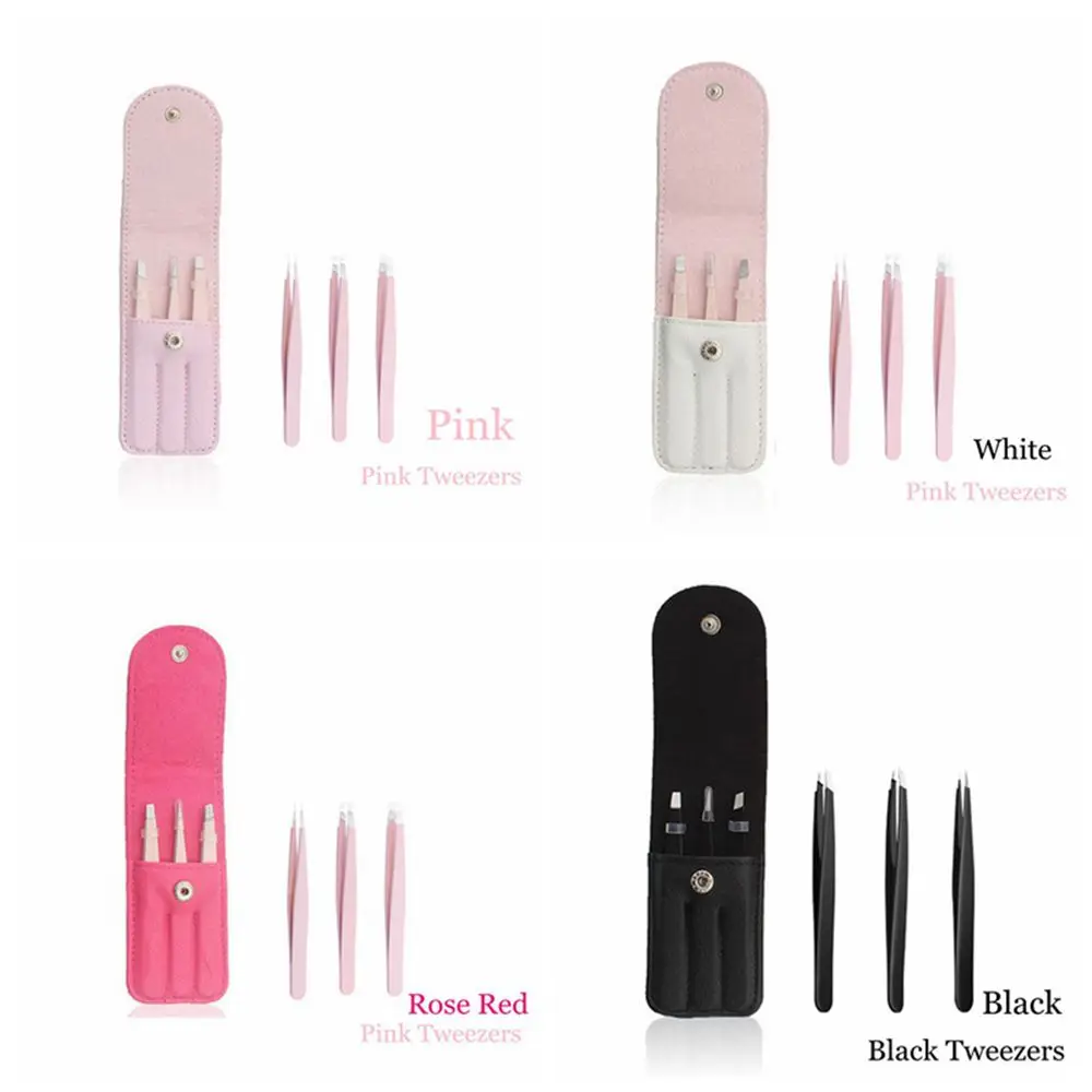 Пинцет для бровей из нержавеющей стали точечный наконечник наклонный плоский