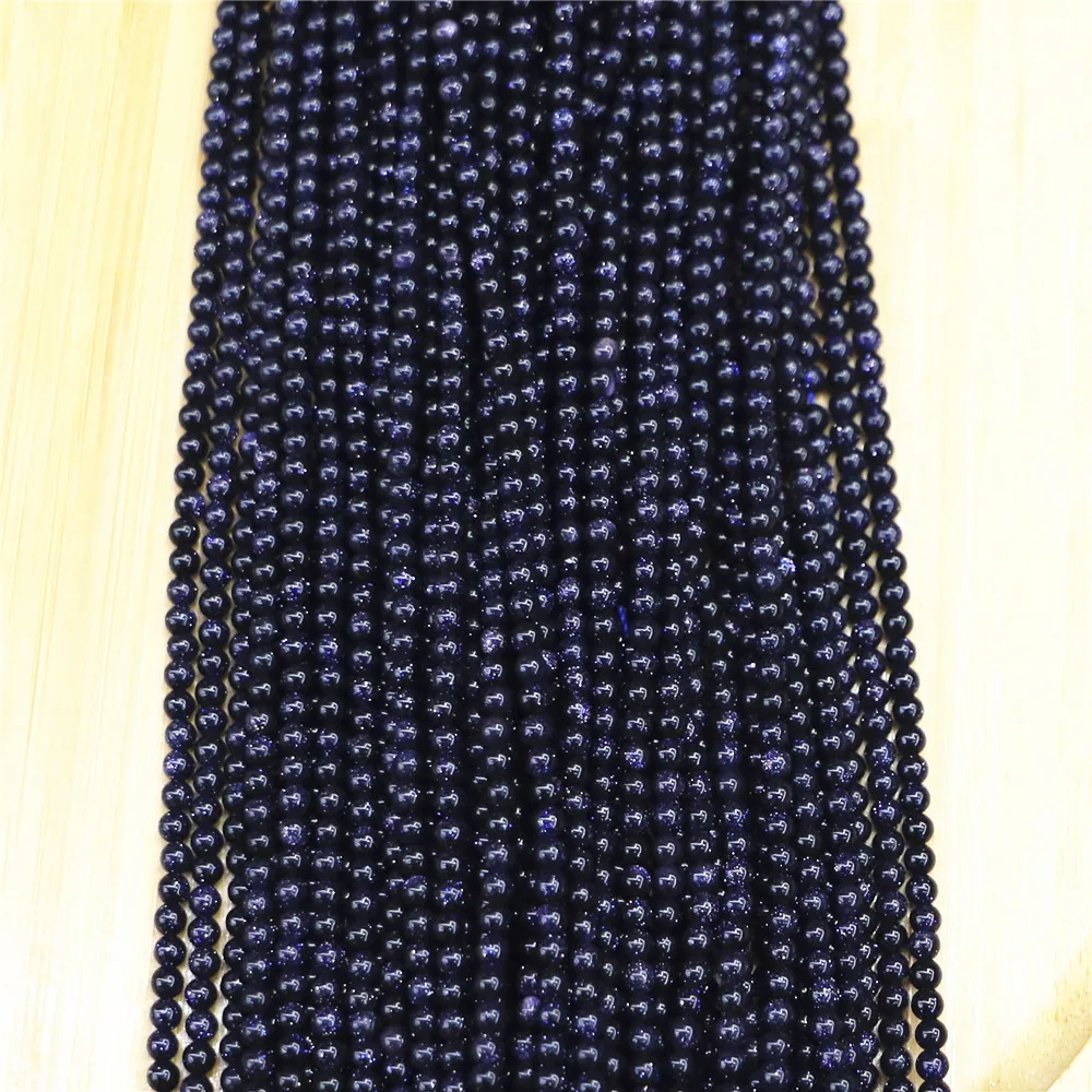 

Wholesale 1060pcs Natural Blue SandStone Round Loose Beads 2 MM 3MM To Choose The Size for Jewelry Making