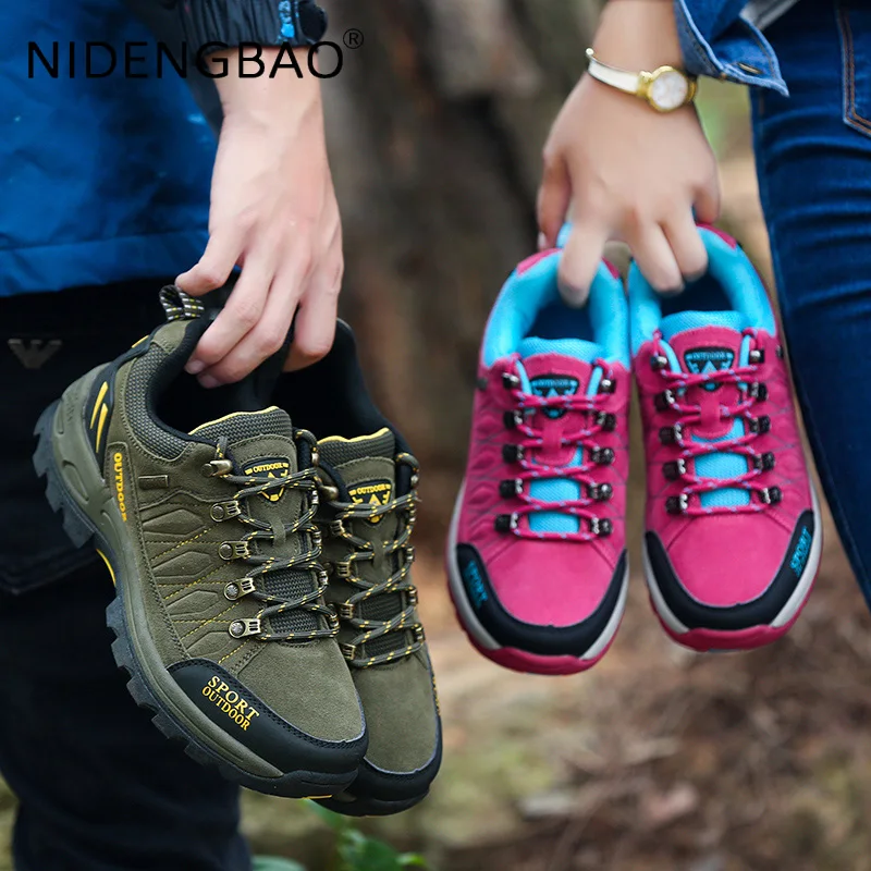 Men's Hiking Shoes Suede Leather Sneakers Women Waterproof Classic Outdoor Trekking Camping Hunting Trainers Couple Sports Shoes