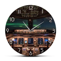 cockpit art aircraft control devices wall clock aviation modern design pilots home decor jet air engine silent quartz wall watch