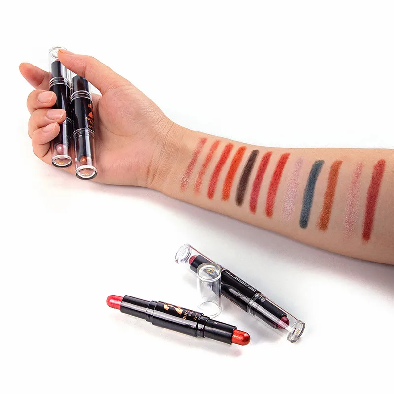 Двойной карандаш для теней мерцающий пигментный крем век водостойкая ручка