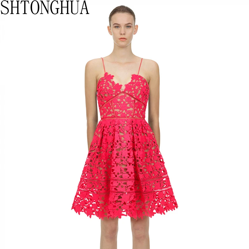 Женские кружевные вечерние платья с v-образным вырезом на тонких бретельках