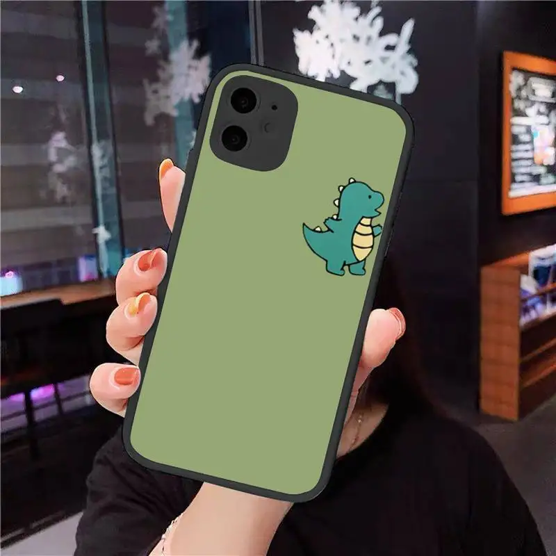 

Phone Case For iPhone 12 11 Mini Pro XR XS Max 7 8 Plus X Cute Dinosaur Matte transparent cover
